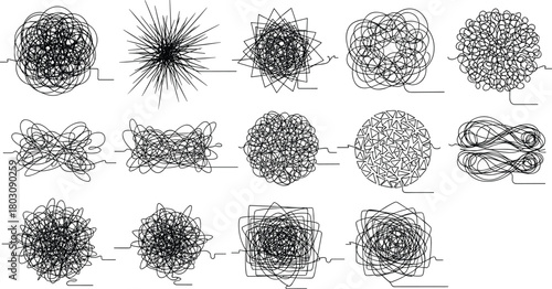 Tangled Lines Chaotic Scribbles for Creative Design Elements & Abstract Backgrounds