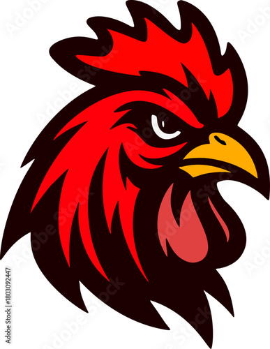 Cartoon Vivid Rooster Head Detailed Illustration Farm Animal Design