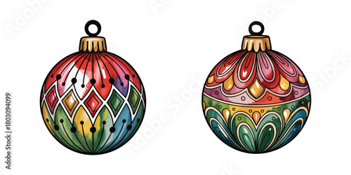 Elegant Watercolor Christmas Ornament and Holiday Bauble Design