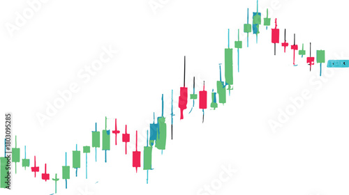 Upward Trending Candlestick Stock Chart with Teal and Red Bars stock market financial chart