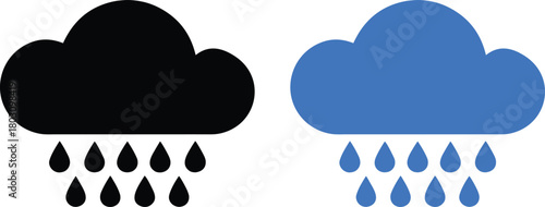 Cloud with raindrops silhouette icon