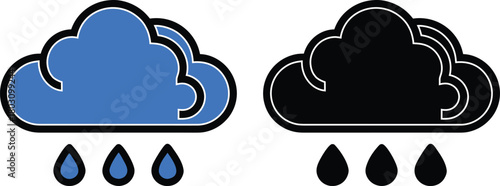 Cloud with rain drops vector icon