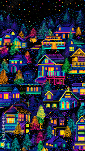 Colorful Christmas Lights In Snow