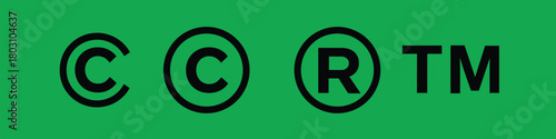Black copyright trademark and registered symbols on green background copyright symbol