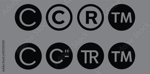 Copyright Trademark Registered Service Mark Symbols on Gray Background vector