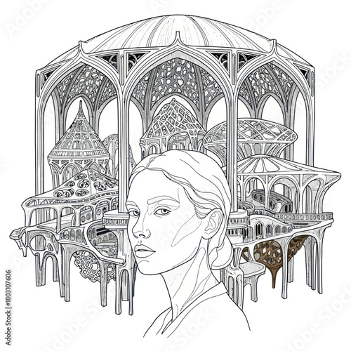 Elegant woman portrait with a serene expression and captivating gaze.