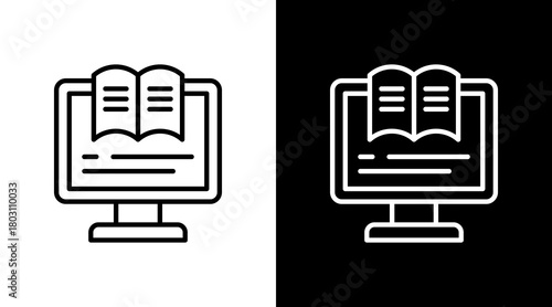 Simulation Outline White Icon Set Design