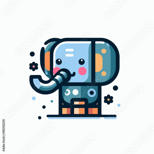 elephant ai robot vector illustration