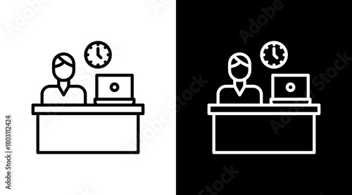 Gig Worker Outline White Icon Set Design