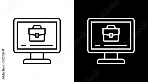 Job Platform Outline White Icon Set Design