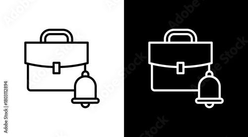 Job Alert Outline White Icon Set Design