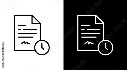 Contract Time Outline White Icon Set Design