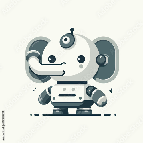 elephant ai robot vector illustration