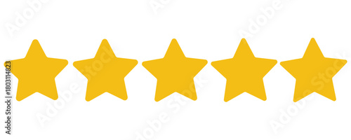 Five stars icon Vector. Five stars customer product rating review flat icon for apps and websites. 11:11