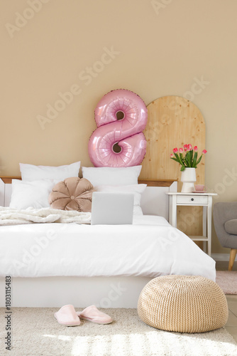 Interior of bedroom decorat...