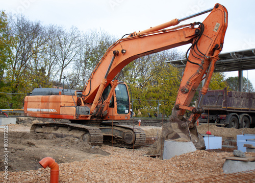 Excavator on a construction site