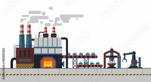 Automated Car Manufacturing Factory Production Line Illustration