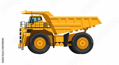 Yellow Mining Truck Isolated On White Background Heavy Equipment