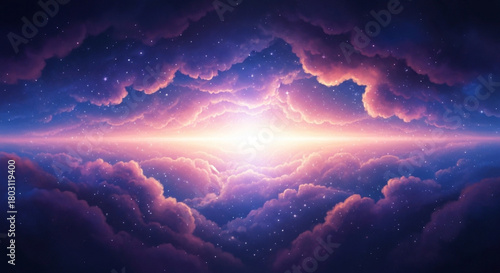 Surreal clouds and stars in a dreamy sky, abstract cosmic background