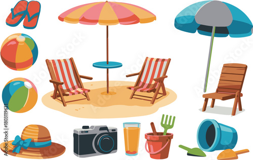 beach icons set