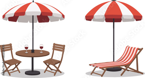 beach chairs and umbrella