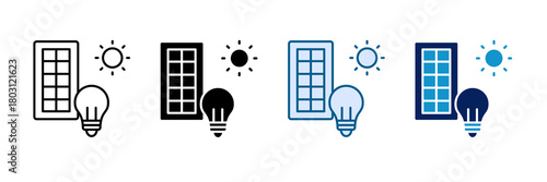 Solar Panel Icon Set Multiple Style Collection