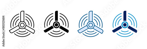 Wind Turbine Icon Set Multiple Style Collection