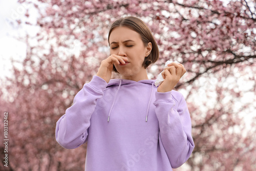 Allergic young woman with t...