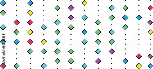 Abstract geometric pattern of colorful diamonds on a white background