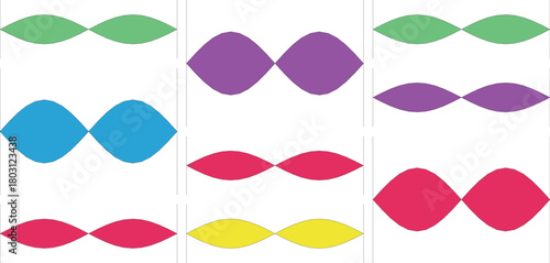 Colorful abstract geometric shapes arranged in rows