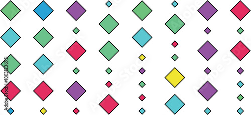 Colorful diamond shapes pattern on white background