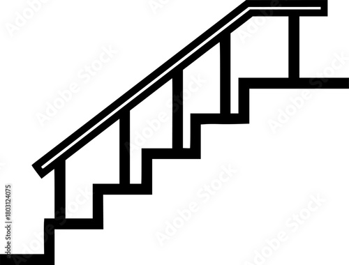 Minimalist stairs icon illustration showing growth with a black outline
