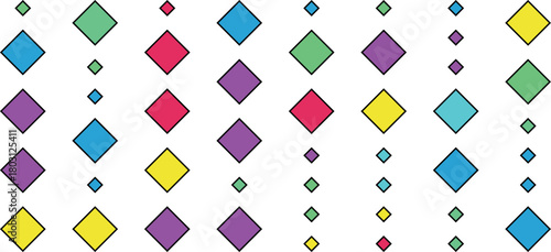 Colorful diamond shapes pattern on white background