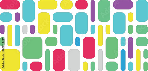 Vibrant assortment of colorful rectangular and oval shapes