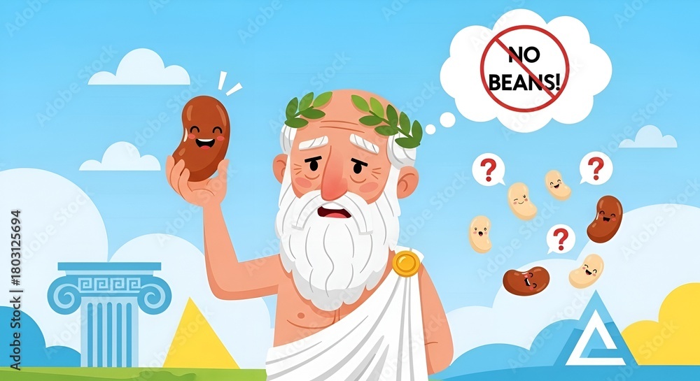 Naklejka premium Pythagoras and His Famous Ban on Beans
