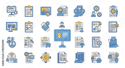 Conceptual illustration of human resources management and recruitment icons set for various