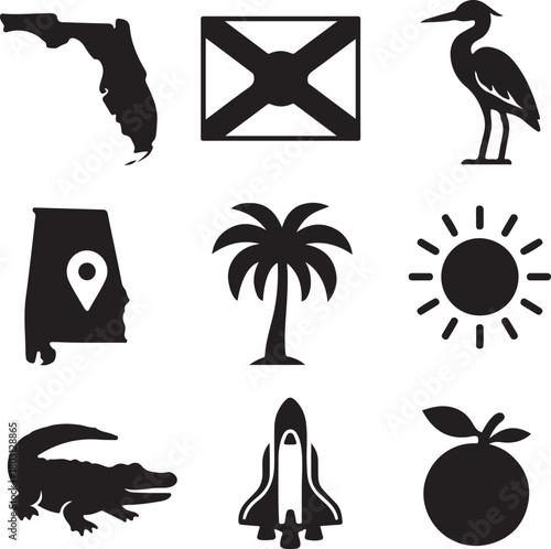 florida themed icon set collection