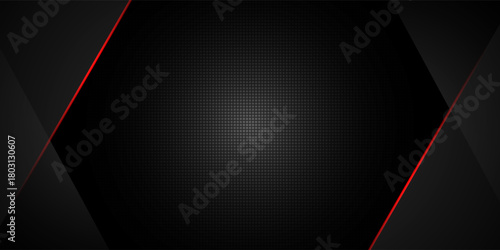 Abstract metallic red shiny color black frame layout modern tech design template on carbon fiber material background and texture.