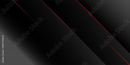 Abstract metallic red shiny color black frame layout modern tech design template on carbon fiber material background and texture.