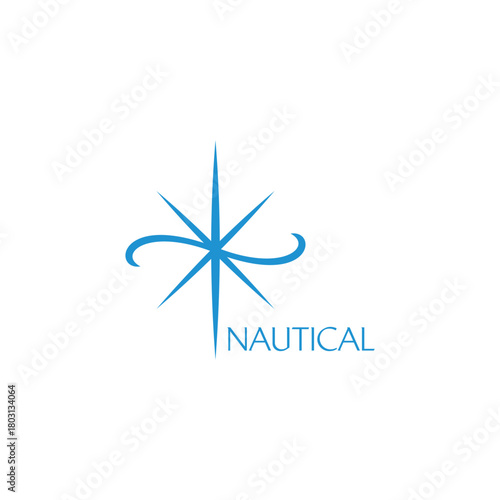 star nautical waves ocean wind direction compas logo vector