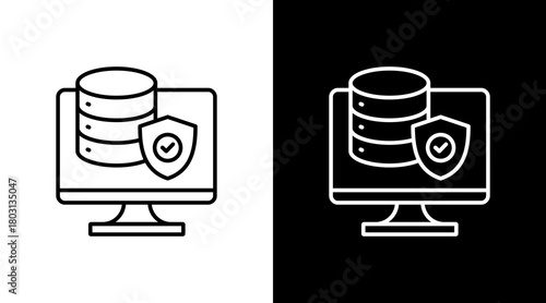Data Protection  White Icon Set Design