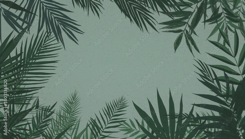 Obraz premium Tropical palm tree Green Background