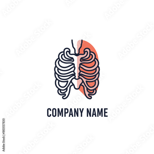 Rib Cage and Lung Illustration for Medical Company Logo Design.