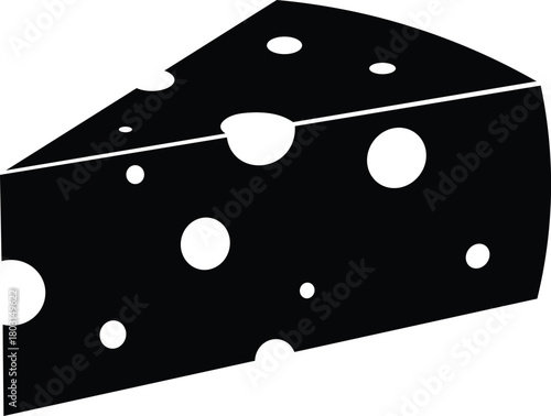 Black and white graphic of a wedge of Swiss cheese food dairy