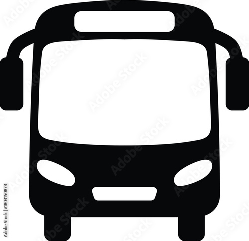 Black silhouette of a bus front view with white windows transportation
