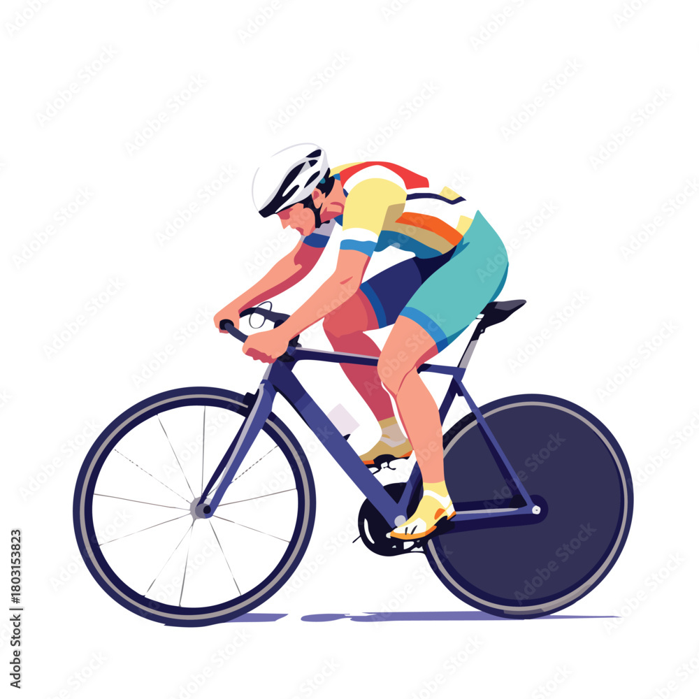 Obraz premium Professional cyclist in colorful gear riding a racing bicycle.