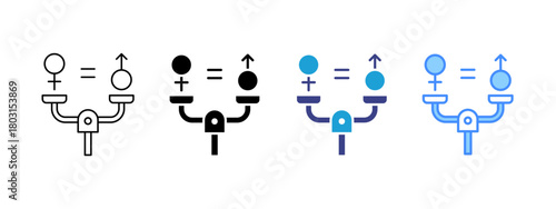 Gender Equality icon set multiple style collection