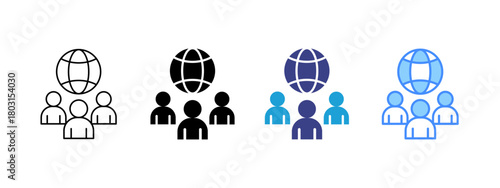 Community icon set multiple style collection