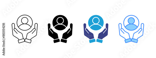 Social Support icon set multiple style collection