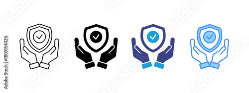 Protection icon set multiple style collection